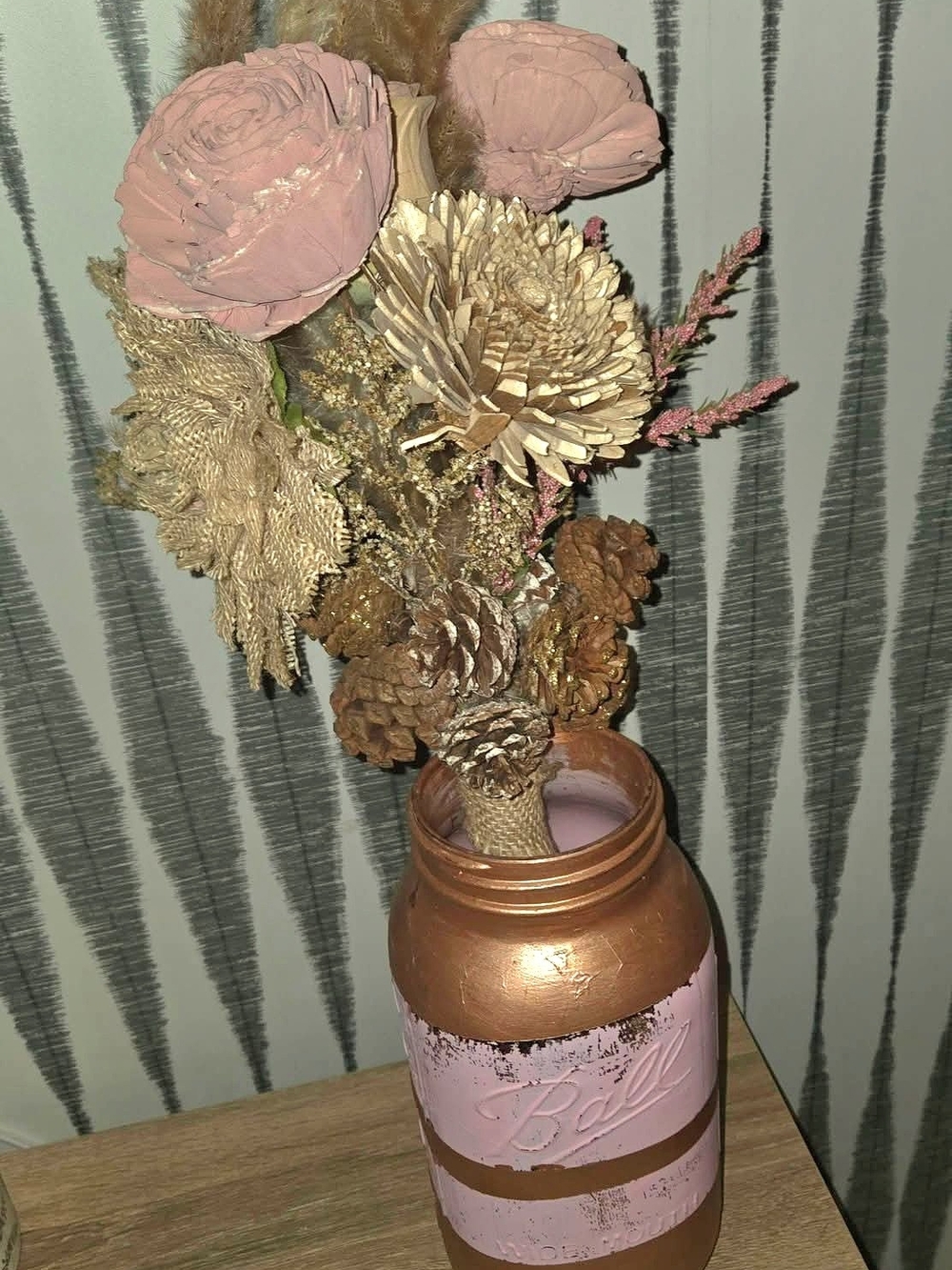 Rustic Boho Floral Bouquet Neutral Pink Pampas Grass Burlap Wedding Décor - Picture 6 of 10